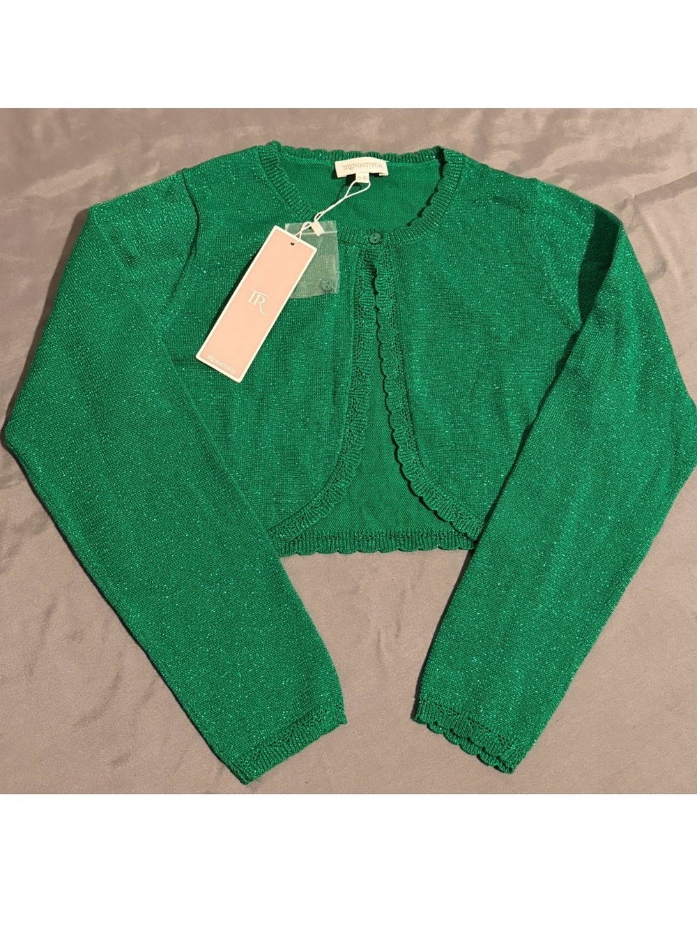 Rosie Pope Emerald Green Sparkle Cropped Cardigan